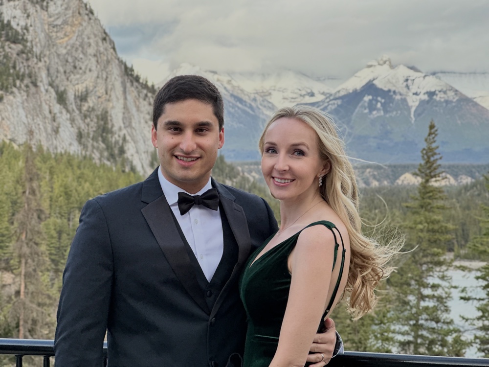 Taylor Sanger with his wife